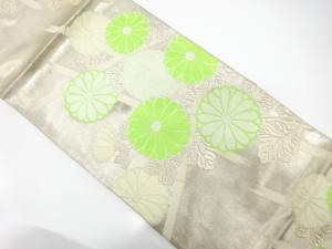 アンティーク　菊に竹模様織り出し袋帯（材料）